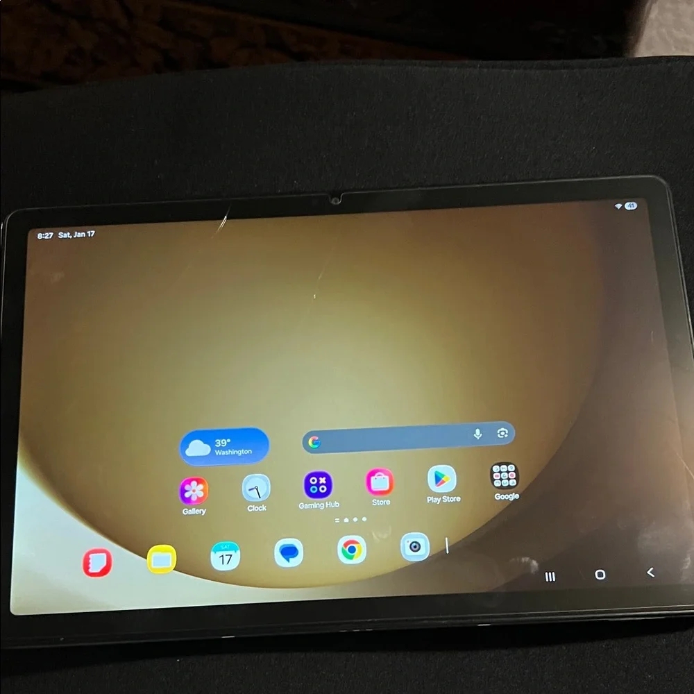 Samsung Tablet with Black Frame and Colorful Display